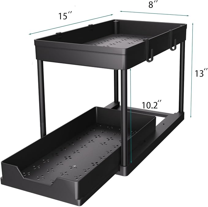 DEKAVA Under Sink Organizer 2 Pack, Bathroom Cabinet Organizer, 2 Tier Sliding - Image 2
