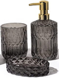 EMPO Bathroom Glass Accessories Set Contemporary Modern Decor Crystal Clear by EMPO