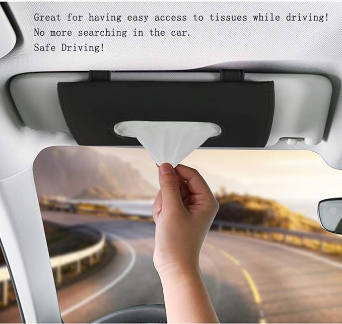 Fredysu Car Visor Tissue Holder, Sun Visor Napkin Holder Backseat Tissue Case - Image 3
