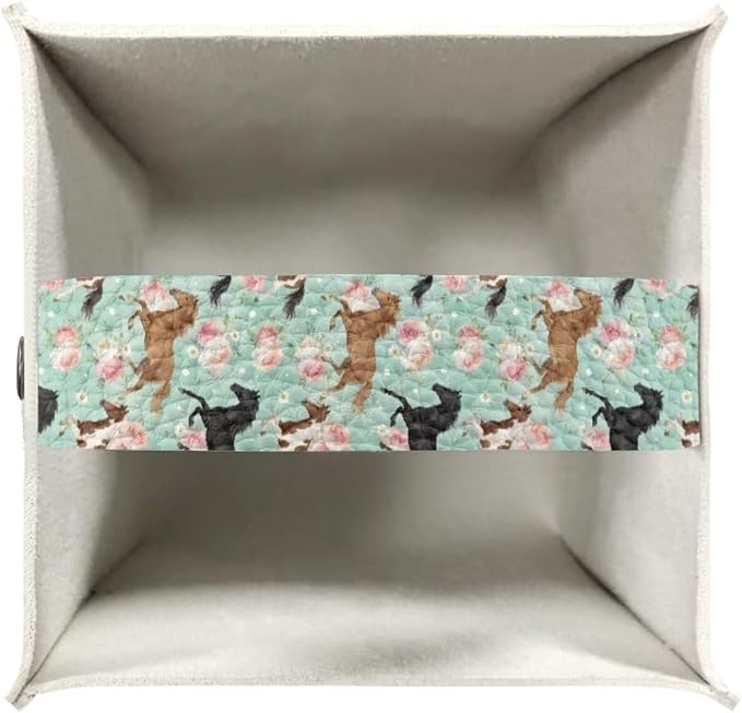 Horses Modern Tissue Box Holder, Waterproof Square PU Leather Napkin Case - Image 3