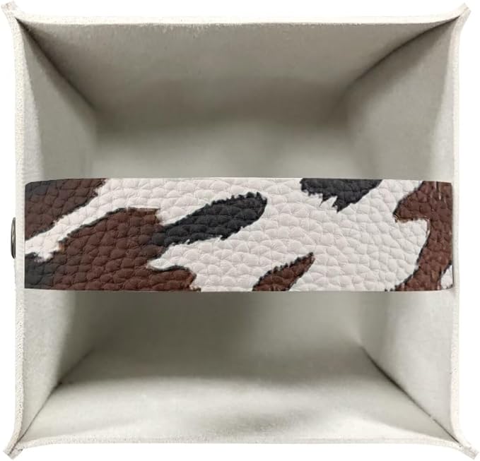 Cowhide Print Tissue Box Cover Modern Square Tissue Box Organizer Decorative PU - Image 4
