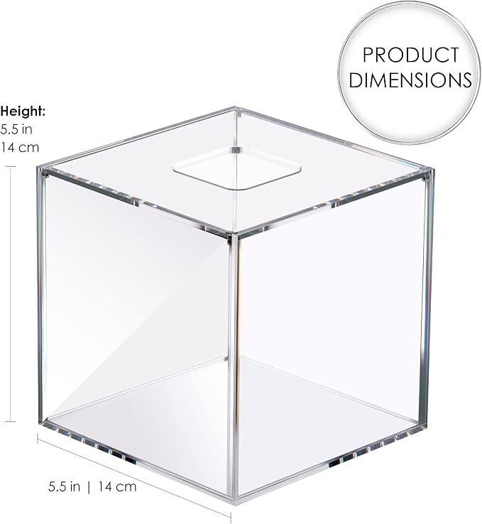 Clear Acrylic Square Facial Tissue Box Holder, Modern Tissue Dispenser - Image 2