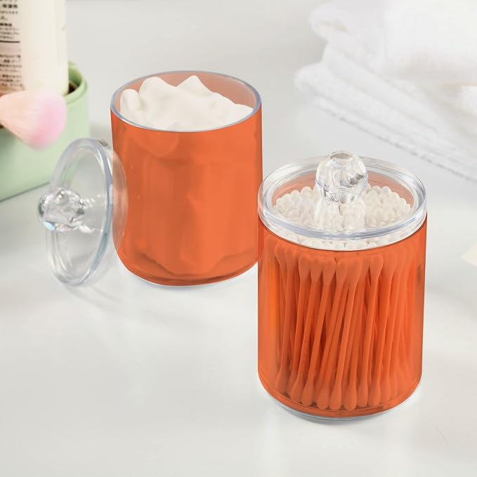 Coral Qtip Holder Organizer Dispenser Cotton Swabs Cans Plastic Jars - Image 5