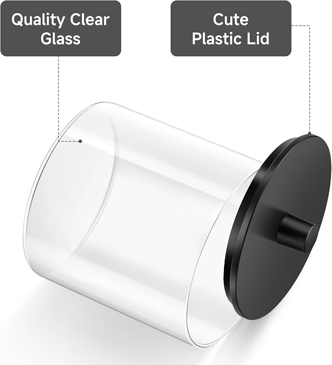 TIPGO Glass Qtip Holder Dispenser - 24 oz Clear Canister Jar - Image 5