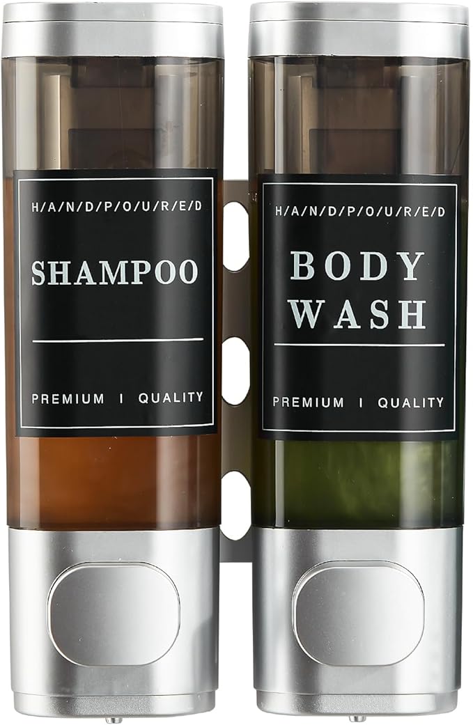 Shampoo and Conditioner Dispenser, Unisence Shower Dispenser 2 Chamber No Drill by CaboDeseado