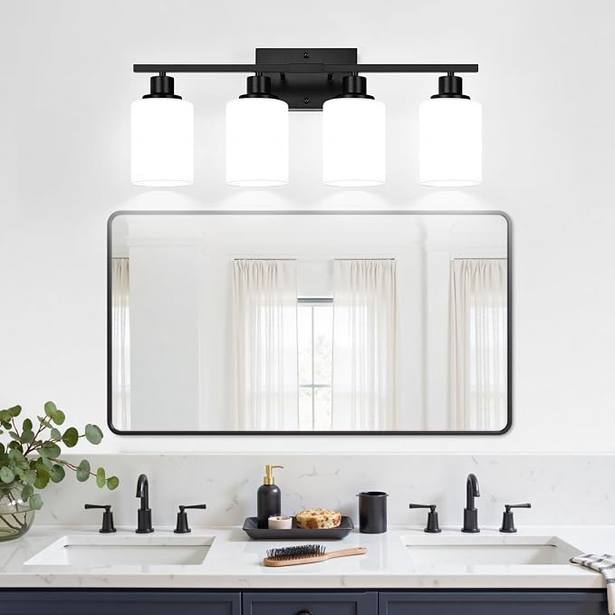 4-Light Bathroom Light Fixtures, Matte Black Vanity Lights - Image 6