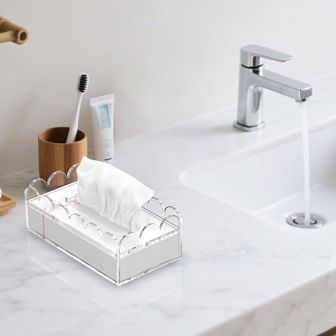 LUGUNU Clear Acrylic Tissue Box Cover Holder - Image 5