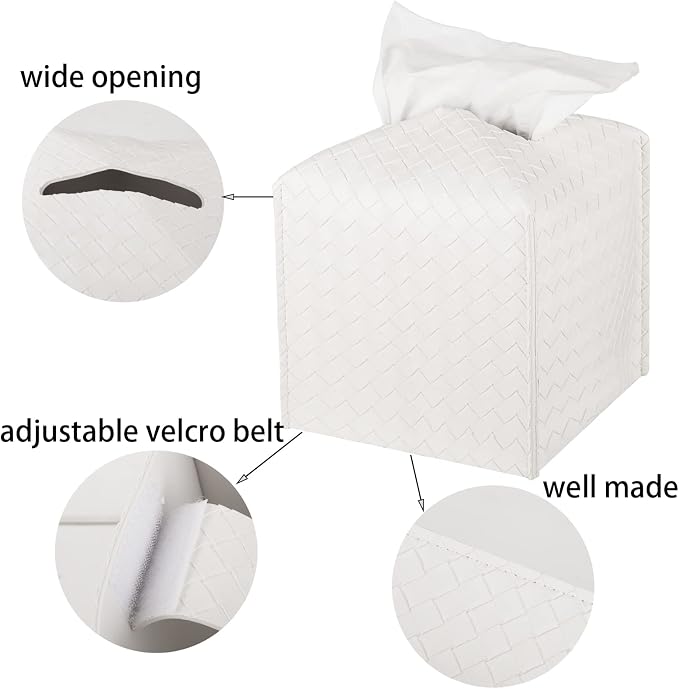 Tissue Box Cover PU Leather Tissue Holder Square Facial Tissue Case Facial - Image 5