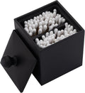 Cotton Swab Holder with Lid, Square Qtip Holder Bathroom Black, 2 Slot Resin by Rzoeox