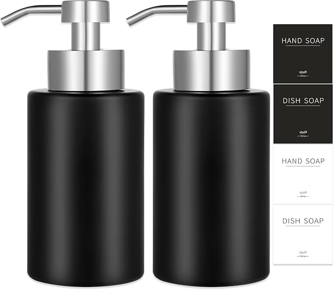 Foaming Soap Dispenser Set, 12 Oz Glass Hand Soap Dispenser by JiatuA