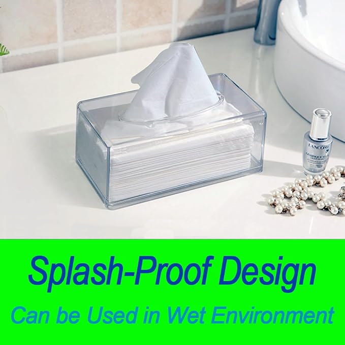 Square Clear Acrylic Tissue Box, Box Covers Rectangular, Bathroom Facial Napkin - Image 6