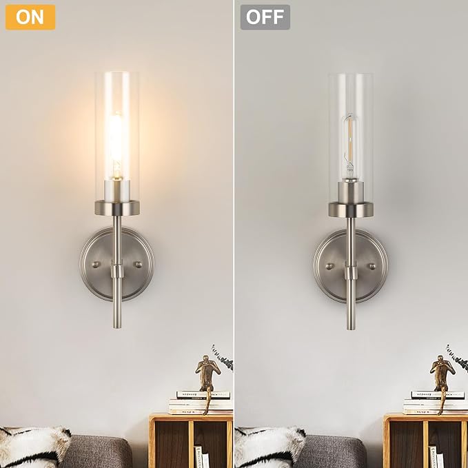 WILON Bathroom Wall Sconces Set of 2, Brushed Nickel Vanity Lights - Image 3