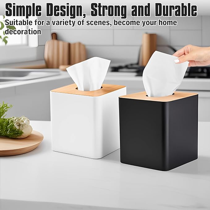 RETON 2 Pack Tissue Box Cover, Square Plastic Tissue Holder - Image 6