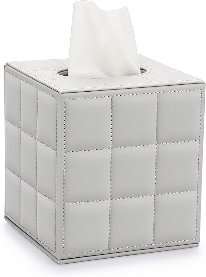 Sumnacon Tissue Box Cover Square Tissue Box Stylish PU Tissue Box Holder by Sumnacon