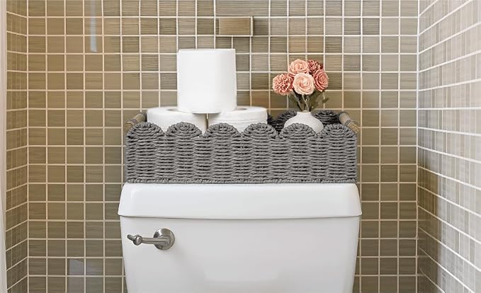 CubesLand Toilet Paper Storage Basket, Scalloped Edge Shelves Basket - Image 5