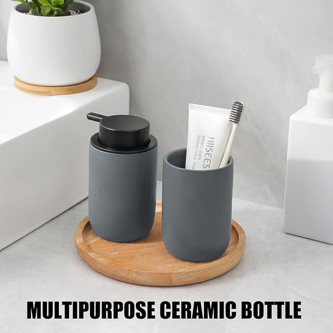 Hand Soap Dispenser for Bathroom Decro, Ceramic Liquid Pump Bottles Refillable - Image 3