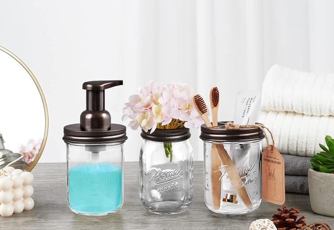 SheeChung Mason Jar Foaming Soap Dispenser, Glass Foaming Hand Soap Dispensers - Image 6