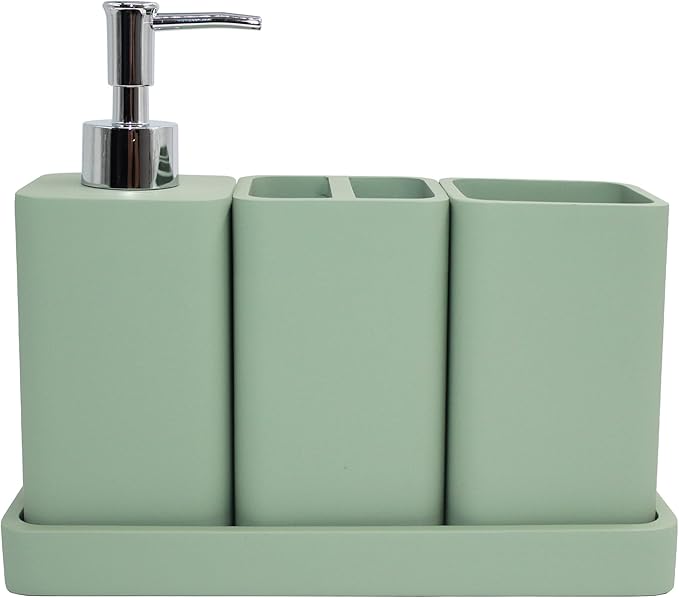 Bathroom Accessories Set, Soap Dispenser, Toothbrush Holder, Qtip Holder Set by YMXYJM