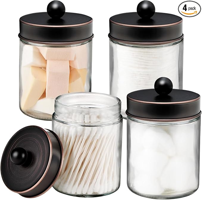 Amolliar 4Pc Apothecary Jars Bathroom Vanity Storage Organizer-Countertop by Amolliar