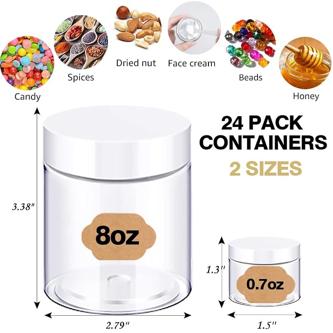 8oz Slime Containers with Lids 8 oz Plastic Jars with White Lids + 20g Sample - Image 2