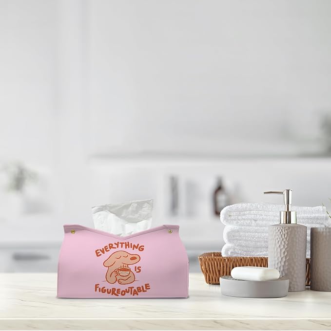 Pink Cute Dog Tissue Box Cover Rectangle, Motivational Toilet Paper Box - Image 8