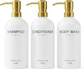 Shampoo and Conditioner Dispenser Set, 3 Refillable 16oz Bottles by Aeakey