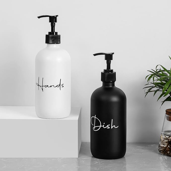 17 oz Hand Soap Dispenser Glass Liquid Dish Soap Bottles, Refillable Empty - Image 5