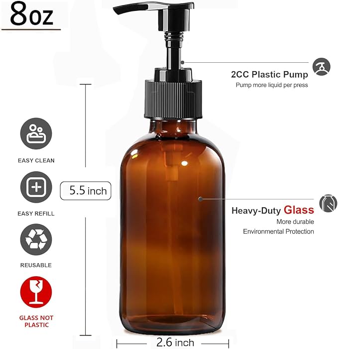 12 Pack 8 oz Amber Glass Bottles - Image 3
