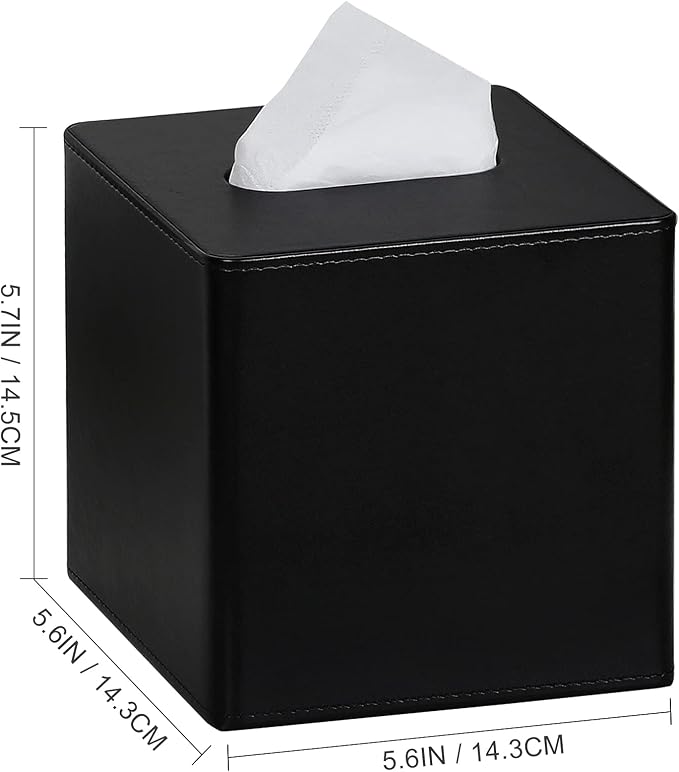 Tissue Box Cover Square PU Leather Facial Tissue Box Holder - Image 7