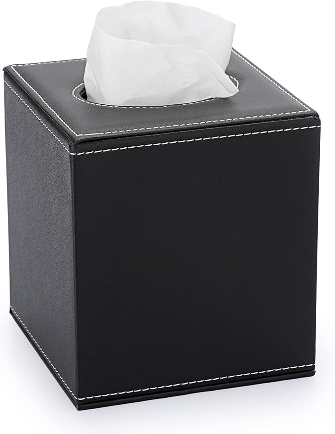 Sumnacon Square Leather Tissue Box Cover by Sumnacon