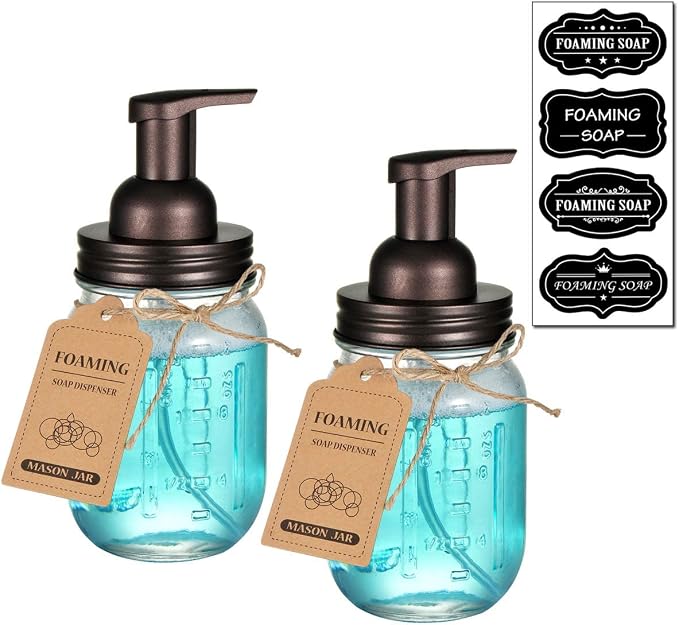 Amolliar Mason Jar Foaming Soap Dispenser, Rustproof Stainless Steel Lid - Image 2