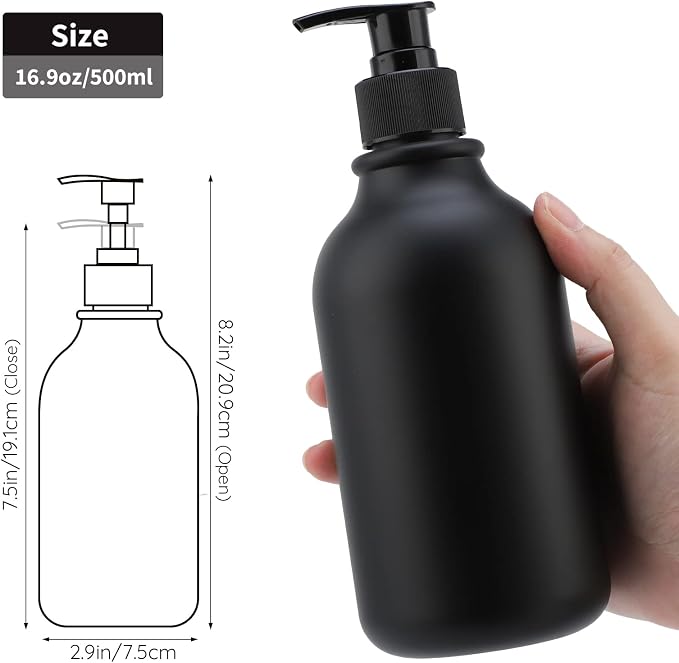 Segbeauty Matte Black Shampoo Dispenser, 500ml Plastic Press Lotion Dispenser - Image 6
