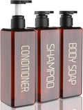 Shampoo and Conditioner Dispenser Shower Soap Bottles 3 Pack 550ml/18.6oz by Hethyo