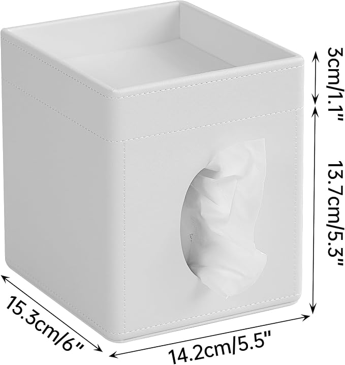 Tissue Box Cover, PU Leather Square Tissue Box Holder - Image 7