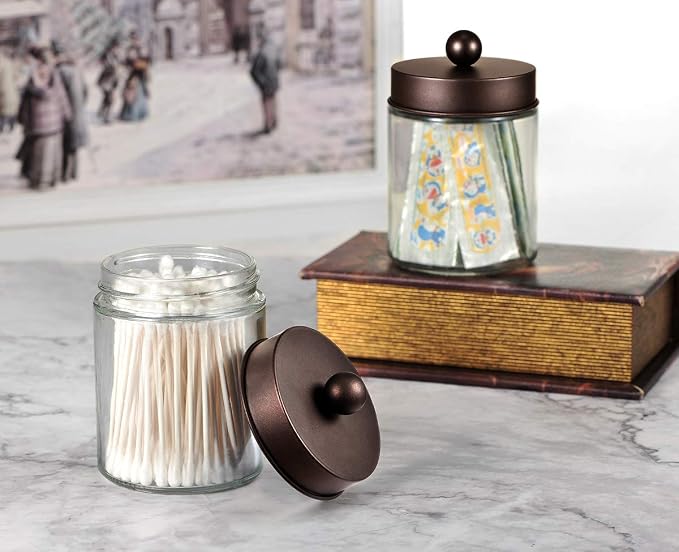 Amolliar 4Pc Apothecary Jars Bathroom Vanity Storage Organizer Set -Countertop - Image 6