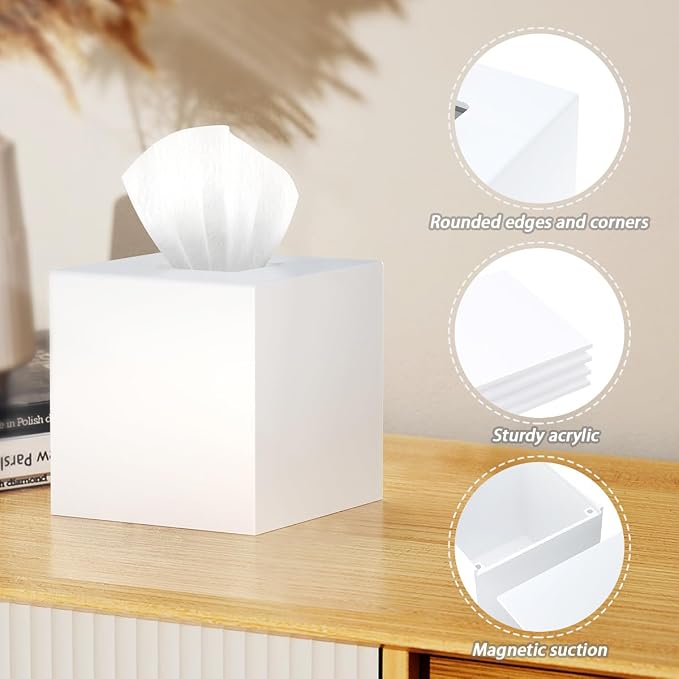 SILUT Tissue Box Cover Square, Acrylic Tissue Holder, Decorative Tissue Box - Image 6