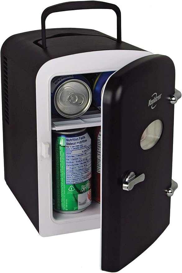 Koolatron Mini Fridge- Black Refrigerator 6 Can Portable Cooler - Image 6
