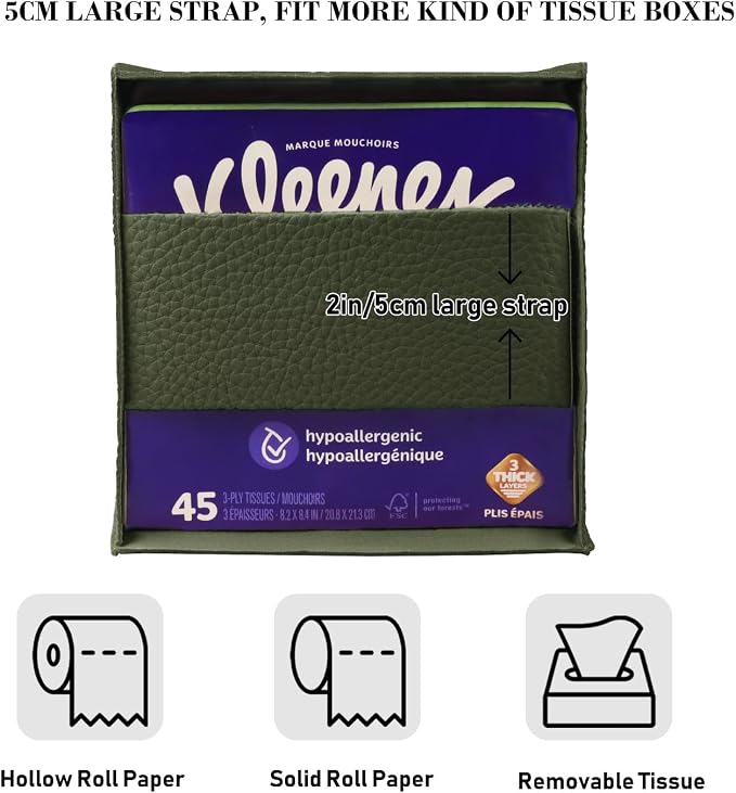 Tissue Box Cover Holder Square Tissue Cube Cover PU Leather Tissue Organizer - Image 3
