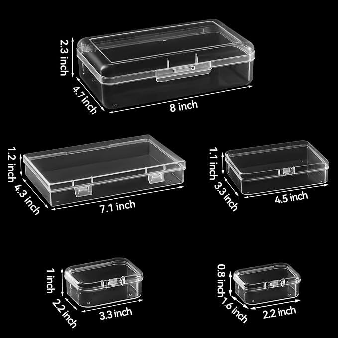 Goodma 42 Pieces Mixed Sizes Rectangular Empty Mini Clear Plastic Organizer - Image 2