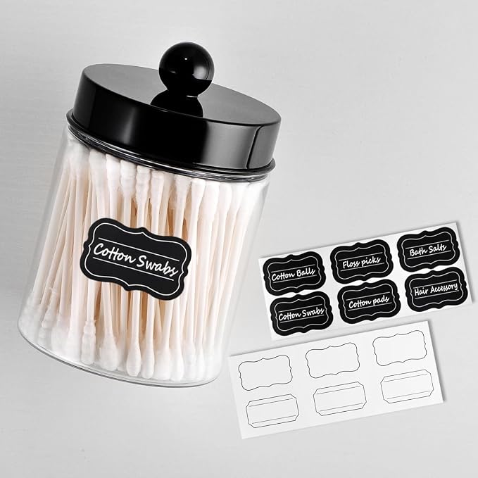 3PC Farmhouse Decor Qtip Holder Apothecary Jars Bathroom Vanity Storage - Image 4