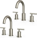 FORIOUS 2 Pack Brushed Nickel Bathroom Faucet 3 Hole by FORIOUS