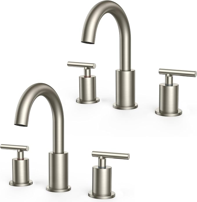 FORIOUS 2 Pack Brushed Nickel Bathroom Faucet 3 Hole by FORIOUS