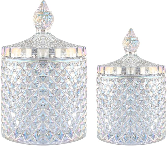 R FLORY 2 Pack Qtip Holder Glass Apothecary Jars by FLORY