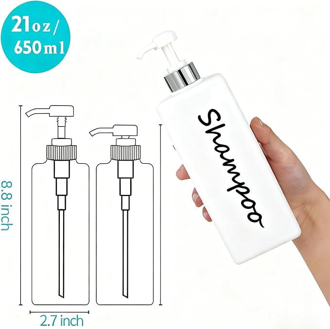 21oz Shampoo and Conditioner Dispenser Modern Refillable Shampoo Pump Bottles - Image 2