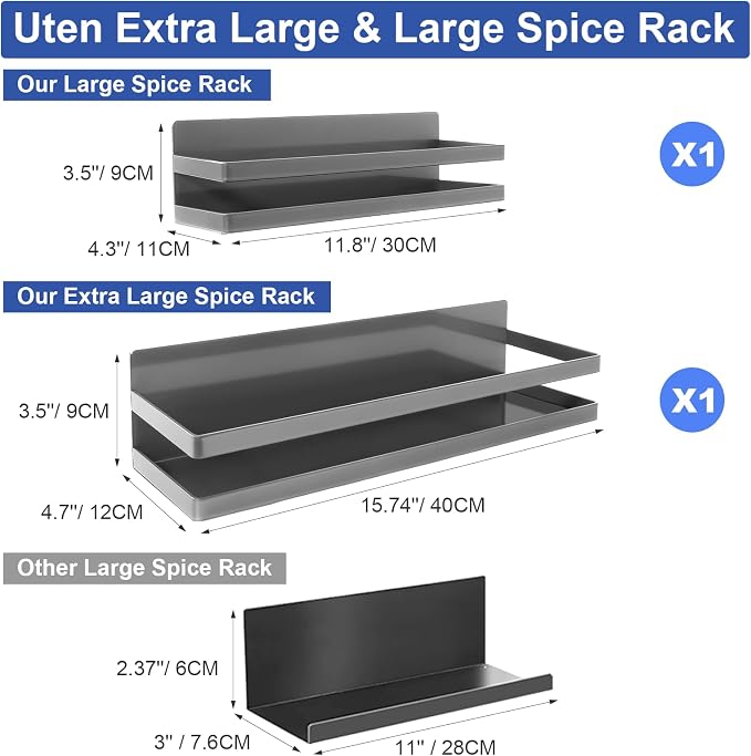 Uten Large Magnetic Spice Rack for Refrigerator, 2 Pack Enhanced Magnetic - Image 6