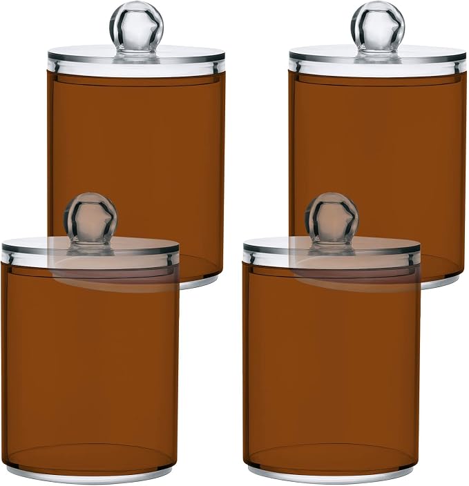 Saddle Brown Qtip Holder Organizer Dispenser Cotton Swabs Cans Plastic Jars by SHJI