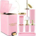 Pink Bathroom Accessories Set 8 Piece Pink and Gold Bathroom Set, Bathroom Sets by BetterbathroomwithXLHOME