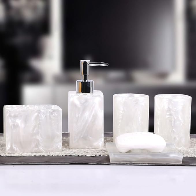 Resin Soap Dish, Soap Dispenser, Toothbrush Holder & Tumbler Bathroom Accessory - Image 3