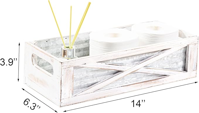 Wooden Toilet Tank Basket, Rustic Bathroom Decor Box, Farmhouse Toilet Paper - Image 5