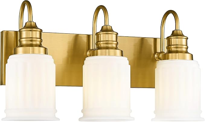 3-Light Bathroom Light Fixture, HWH Modern Vanity Light, Brushed Gold Wall by HWHINVESTMENT